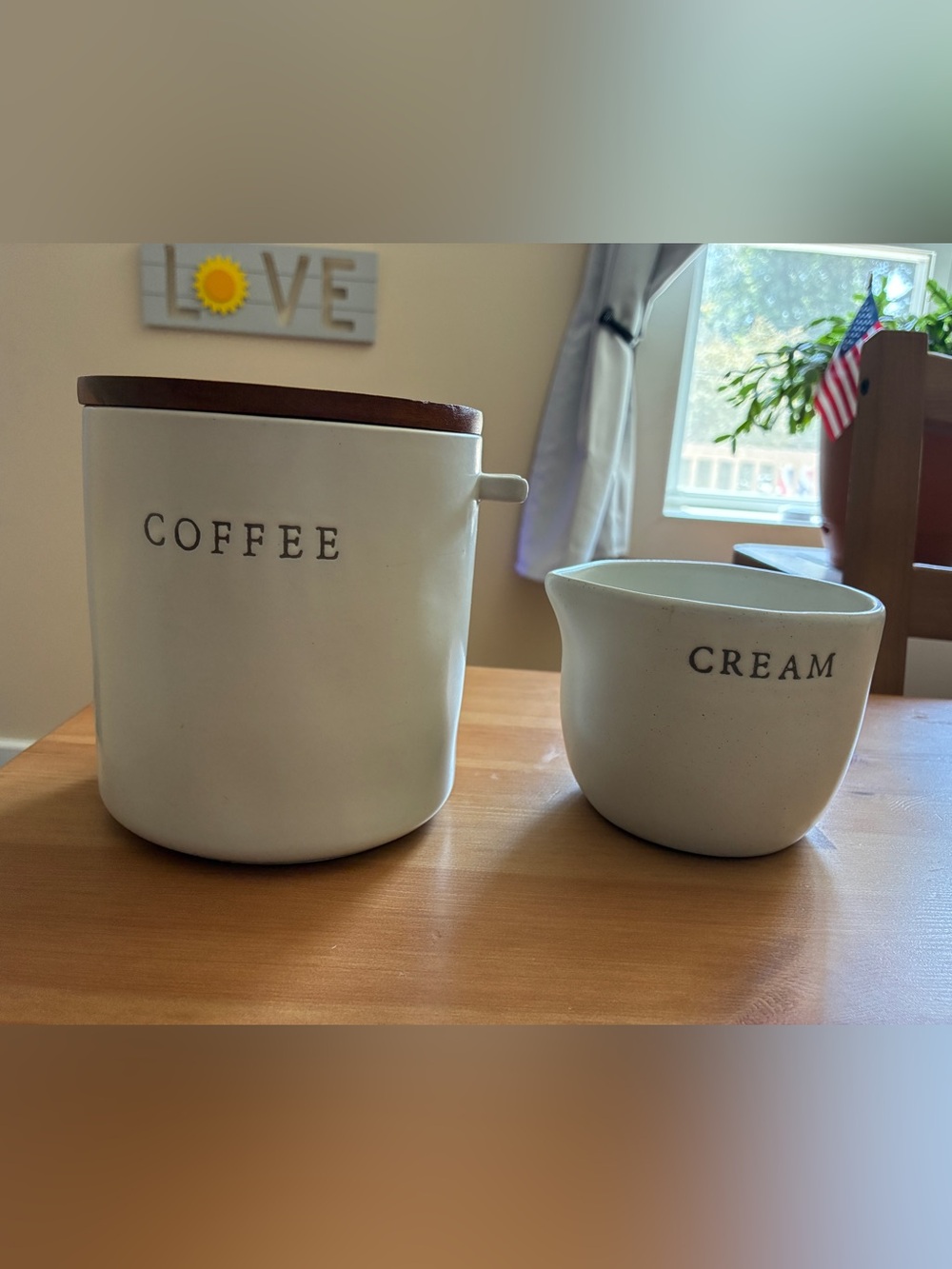 Hearth and Hand Magnolia Ceramic Coffee Canister and Creamer Set
